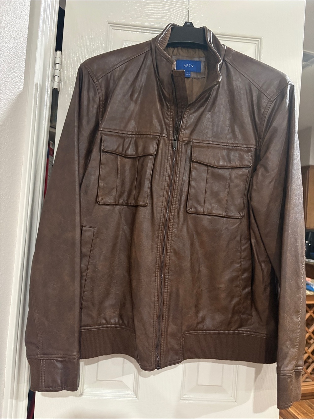 Apt. 9 Brown imitation, leather Bomber Jacket